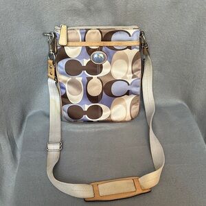 Coach Crossbody Bag - Neutral Blue, Brown, Cream Swingpack Purse
